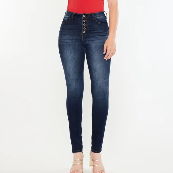 KanCan Denim - KANCAN Candice High Rise Super Skinny Jeans Curvy Blue Button Fly Size 15/31